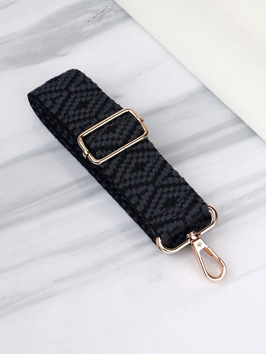 Adjustable Embroidered Strap, Handbag, Wallet, Shoulder Strap, Crossbody Bag, Keychain Pendant - Black - View 1