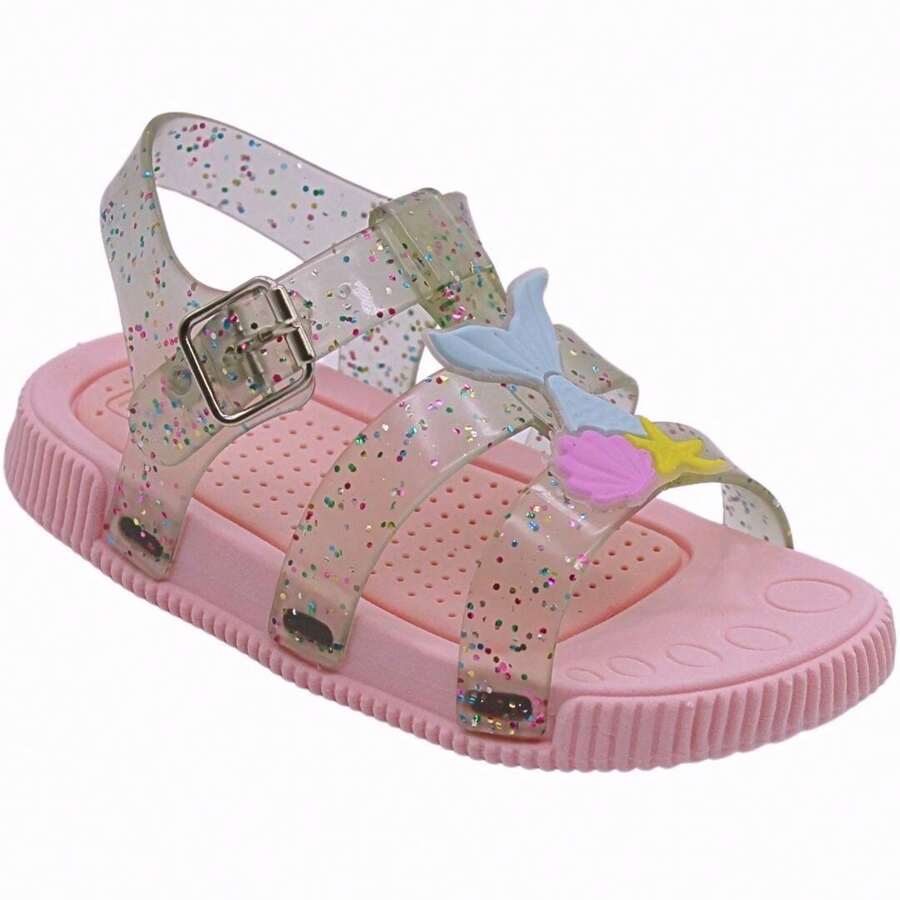 Girls Princess Sandals Spider Web Glitter Comfortable Birken Open Breathable Non-Slip - Màu Hồng baby - Xem 1