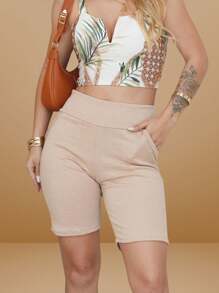 Women's Bermuda Shorts Social Tailoring For Elegant Women - Beige - View 3