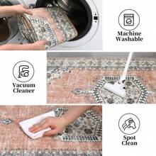Boho Washable Runner Rug Entryway Rug Vintage Tri-Bal Non Slip Kitchen Rugs Bathroom Rugs Soft Rugs For Bedroom Throw Rugs Stain Resistant Carpet For Laundry Hallway - 橙色-8*10FT - 查看 3