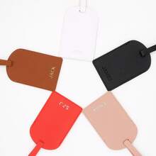 Thẻ hành lý bằng da viết tắt tùy chỉnh cho vali và túi xách, Thẻ du lịch, Thẻ nhận dạng và thẻ tên, Quà tặng cho trường học trở lại - Màu vàng - Xem 2