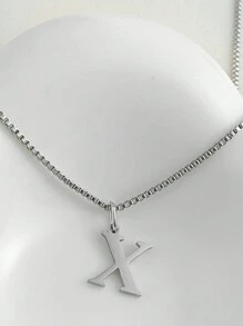 Magic Fish 1pc Classic 26 Alphabet Letter Necklace A-Z Initial Pendant Necklace Stainless Steel Jewelry Gift, Suitable For Daily Wear