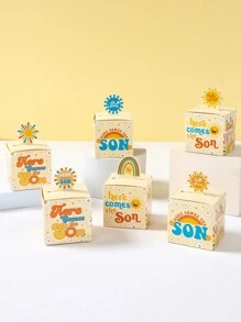 24 piezas Caja de regalo con estilo Aquí viene el sol, caja de embalaje de regalo favorita para fiestas de cumpleaños y vacaciones, suministros de decoración de fiesta, suministros de fiesta de verano - Multicolor - Ver 8