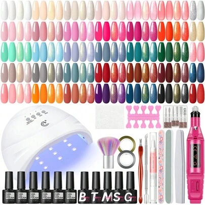 coscelia 53PCS Gel Polish Set 35Colors Gel Polish Set With UV LED Nail Lamp 5Bottles Of Base And Glossy Matte Top Coat Starter Suitable For All Seasons Nails Gift For Women Used Salon Or At Home