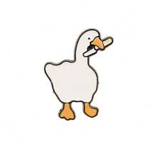 可爱鹅拿刀金属胸针卡通动物别针 - 彩色 - 查看 2