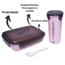 Lunch Box For Your New Home 1000ml With Compartments And Spoon And Cup Kit 500ml - 玫瑰紅 - 查看 4