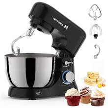 1 PC. Batidora de pie NOVAKA con enchufe de EE. UU., batidora de pie eléctrica para el hogar con cabezal inclinable de 4,5 L, velocidad de 1000 W 6+P, batidora de cocina multifuncional con gancho para masa, batidor, batidora de alimentos y batidor de mantequilla
