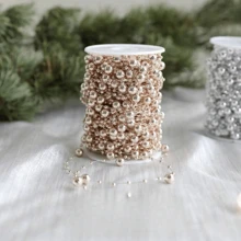 1 pieza Cadena de cuentas de línea sólida de color limón de 10m, cadena de cuentas de línea de pesca para decoración de árbol de Navidad, adecuada para decoración navideña