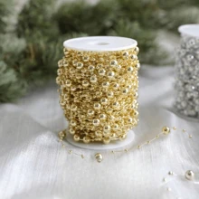 1 pieza Cadena de cuentas de línea sólida de color limón de 10m, cadena de cuentas de línea de pesca para decoración de árbol de Navidad, adecuada para decoración navideña