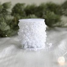1 pieza Cadena de cuentas de línea sólida de color limón de 10m, cadena de cuentas de línea de pesca para decoración de árbol de Navidad, adecuada para decoración navideña