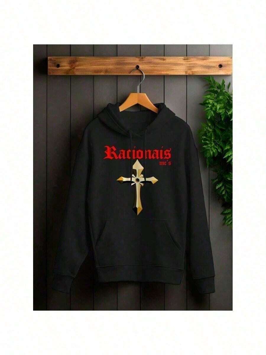 Men's Sweatshirt Racionais Front And Back Casual - màu đen - Xem 1