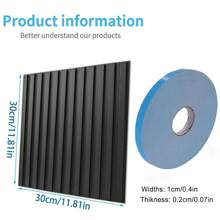 Aadesh 3D PVC Plastic Wall Panels, Suitable For Interior Wall Decoration, Waterproof And Heat-Resistant, With Grooved Texture. Ideal For Living Rooms, Halls, Bedrooms, Hotels, Offices, Game Rooms, And TV Accent Walls. 30cm * 30cm (Includes Installation Accessories). - Sọc đen - Xem 2