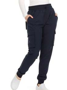 Women's Cargo Scrub Jogger Pants – 4-Way Stretch, Elastic Waist, Multiple Utility Pockets, Wrinkle-Resistant, Workwear For Nurses & Healthcare Professionals - 藏蓝色 - 查看 5