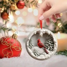 1 Pc Acrylic Flat Pendant, Bird, Reindeer Design With Ribbon , Christmas Tree Ornament Listing,Christmas