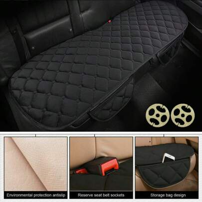 Black Universal Rear Car Seat Cover Plush Protector Non-Slip Mat Chair Cushion UK