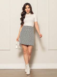 Women's S. Tweed Double Skirt - 淺灰色 - 查看 1