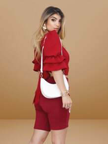 Women's Bermuda Shorts Social Tailoring For Elegant Women - 紅色 - 查看 3