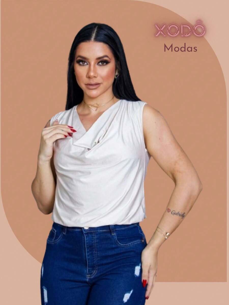 Elegant Casual Formal Blouse With Boba Collar - 香檳色 - 查看 1