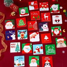 12/16/24 pezzi di biglietti d'auguri casuale di Natale, mini cartoline di auguri natalizie con Babbo Natale in rilievo, incluse le buste, Natale