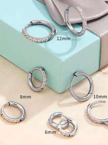 14K Gold Plated Stainless Steel Huggie Hoop Earrings,Dainty Pave Cubic Zirconia Cartilage Tiny Earring For Sensitive Ears Hypoallergenic Lightweight For Women Banquet Date Gift Fashion Jewelry For Multi-Party Wear 6mm 8mm10mm12mm Multiple Sizes