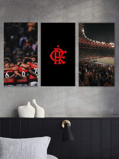 Kit 3 Placas Decorativas Flamengo 29x21 MDF 3 mm