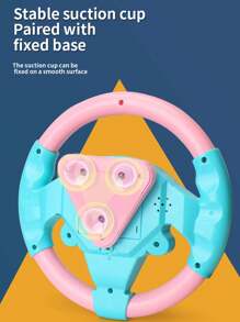 1pc Children/Toddler Steering Wheel Toy, Simulation Driving Co-Pilot Wheel 360° Infinite Rotation, Simple & Easy To Play, Comfortable Grip, Stable Suction Cup, Sound & Light Effects, Montessori Early Education Intelligent Toy, Stroller Accessory, Random Color - Multicolor - View 7