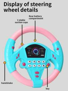 1pc Children/Toddler Steering Wheel Toy, Simulation Driving Co-Pilot Wheel 360° Infinite Rotation, Simple & Easy To Play, Comfortable Grip, Stable Suction Cup, Sound & Light Effects, Montessori Early Education Intelligent Toy, Stroller Accessory, Random Color - Multicolor - View 10