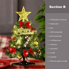 Mini Small Christmas Tree With LED Lights Tabletop Artificial Xmas Ornament Gift For Holiday ,Christmas Party Decorations And Daily Furniture Decoration - Multicolor - View 3