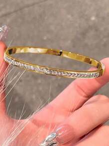 Camhanno 1 Chiếc Vòng Tay Bằng Thép Không Gỉ Thời Trang Sang Trọng Nhẹ Nhiều Kiểu Dáng Làm Quà Tặng Cho Bạn Gái Của Bạn - Vàng - Xem 18