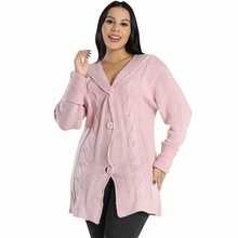 Maitê Autumn Winter Wool Knit Coat Women's Fashion - 乾枯玫瑰色 - 查看 4