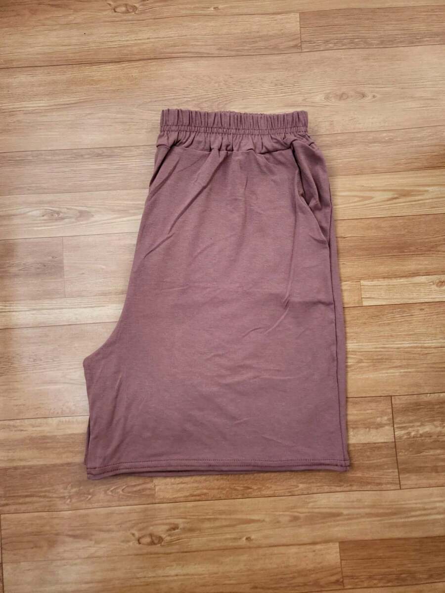 Plus Size Shorts With Elastic Waistband And Front Pockets – Viscolycra Colors - 巧克力棕 - 查看 1