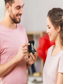 奢华LED戒指首饰盒，适用于求婚、婚礼、订婚、圣诞节等场合……带灯LED戒指首饰礼盒，男女皆宜，尤其适合女孩。盒子尺寸 - 黑色 - 查看 8