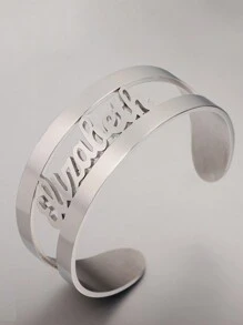 Pulsera de brazalete ancho personalizada con nombre en inglés, accesorio de moda único, regalo para el Día de la Madre, San Valentín, cumpleaños, aniversario, amigos, estudiantes, Navidad