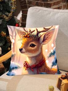 1 件 45*45 厘米新款圣诞装饰枕套亲肤短毛绒法兰绒方形靠垫套，可爱麋鹿系列柔软枕套，适用于圣诞派对居家房间沙发椅汽车装饰圣诞节装饰品，不含枕芯，圣诞节 - 聖誕麋鹿抱枕套 - 查看 5