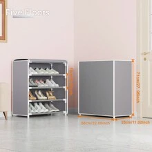 1 Giá để giày chống bụi có vải phủ, giá để giày và ủng cho lối vào, tủ quần áo, phòng ngủ, nhà để xe, giá để giày kim loại độc lập - Màu Xám nhạt - Xem 10