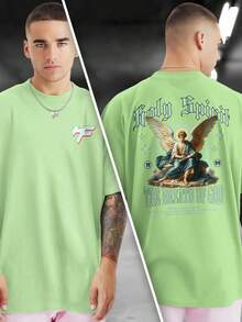 HOLY SPIRIT 100% Cotton Printed T-Shirt Front And Back GPJ1 - Màu xanh Bạc hà - Xem 1