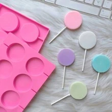 1pc 8-Cavity Circular Galaxy Lollipop Silicone Mold DIY Candy, Cookie, Chocolate Lollipop And Cake Decoration Mold - Pink - View 7