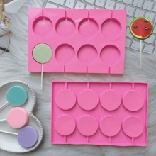 1pc 8-Cavity Circular Galaxy Lollipop Silicone Mold DIY Candy, Cookie, Chocolate Lollipop And Cake Decoration Mold - Pink - View 2