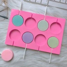 1pc 8-Cavity Circular Galaxy Lollipop Silicone Mold DIY Candy, Cookie, Chocolate Lollipop And Cake Decoration Mold - Pink - View 5