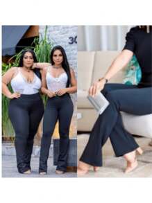 Women's Plus Size Ballet Flare Leggings Zero Transparency High Waist G1 To G3 - 彩色 - 查看 5