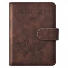 1pc Customized Name Passport Holder For Travel Essentials, Passport Wallet Cover Case For Travel Must Haves Accessories,Passport Book Holders For Women And Men - Coffee Brown - View 2
