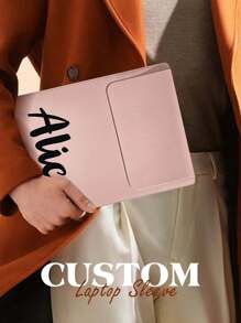 1pc Custom Leather Laptop Sleeve, Personalized Name Laptop Case, Custom Slim Leather Laptop Cover, Personalized Leather Sleeve Bag,   Birthday Gift, Mother's Day Gift, Father's Day Gift, Best Friend Gift, Gift For Mom/Dad/Her/Him/Girlfriend/Boyfriend/Wife/Husband/Friend