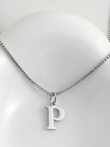 Magic Fish 1pc Classic 26 Alphabet Letter Necklace A-Z Initial Pendant Necklace Stainless Steel Jewelry Gift, Suitable For Daily Wear