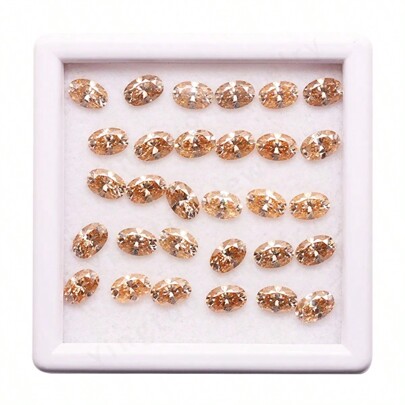 1 szt. Oryginalne luźne kamienie Moissanite, kolor szampański, owalny kształt