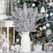 10pcs/Set Tree Spray, Glitter Artificial Pine Needle Branches For Xmas Party Decoration, Faux Leaves For DIY Wreaths Home Decor, Suitable For Trees, Wreaths, Garlands - Battery-Free Holiday Decor For New Year, Wedding, Valentine Day, Gift,Fake Plants Christmas Decorations Room Decor Christmas