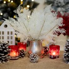 10pcs/Set Tree Spray, Glitter Artificial Pine Needle Branches For Xmas Party Decoration, Faux Leaves For DIY Wreaths Home Decor, Suitable For Trees, Wreaths, Garlands - Battery-Free Holiday Decor For New Year, Wedding, Valentine Day, Gift,Fake Plants Christmas Decorations Room Decor Christmas