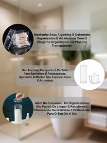 Cotton Swab Holder Cotton Elastics Makeup Hygiene Organizer Dressing Table Bathroom Acrylic W/Lid - BỘ ACRYLIC - Xem 2