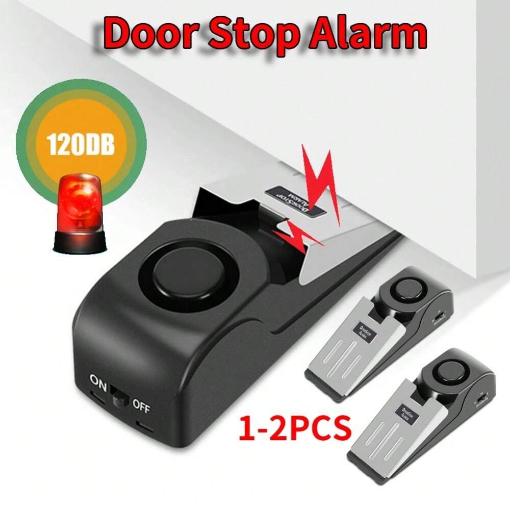 120dB Wireless Door Stop Alarm + Battery Operated, Hotel Door Stopper