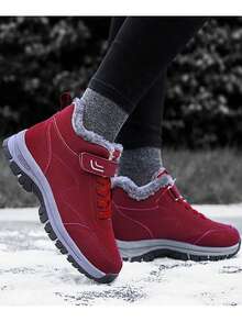 Giày bốt đi tuyết dày ấm áp chống thấm nước mùa đông, cỡ lớn cho cả nam và nữ - Màu Đỏ Sâu - Xem 2
