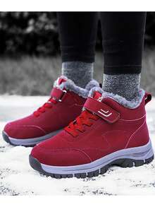 Giày bốt đi tuyết dày ấm áp chống thấm nước mùa đông, cỡ lớn cho cả nam và nữ - Màu Đỏ Sâu - Xem 1